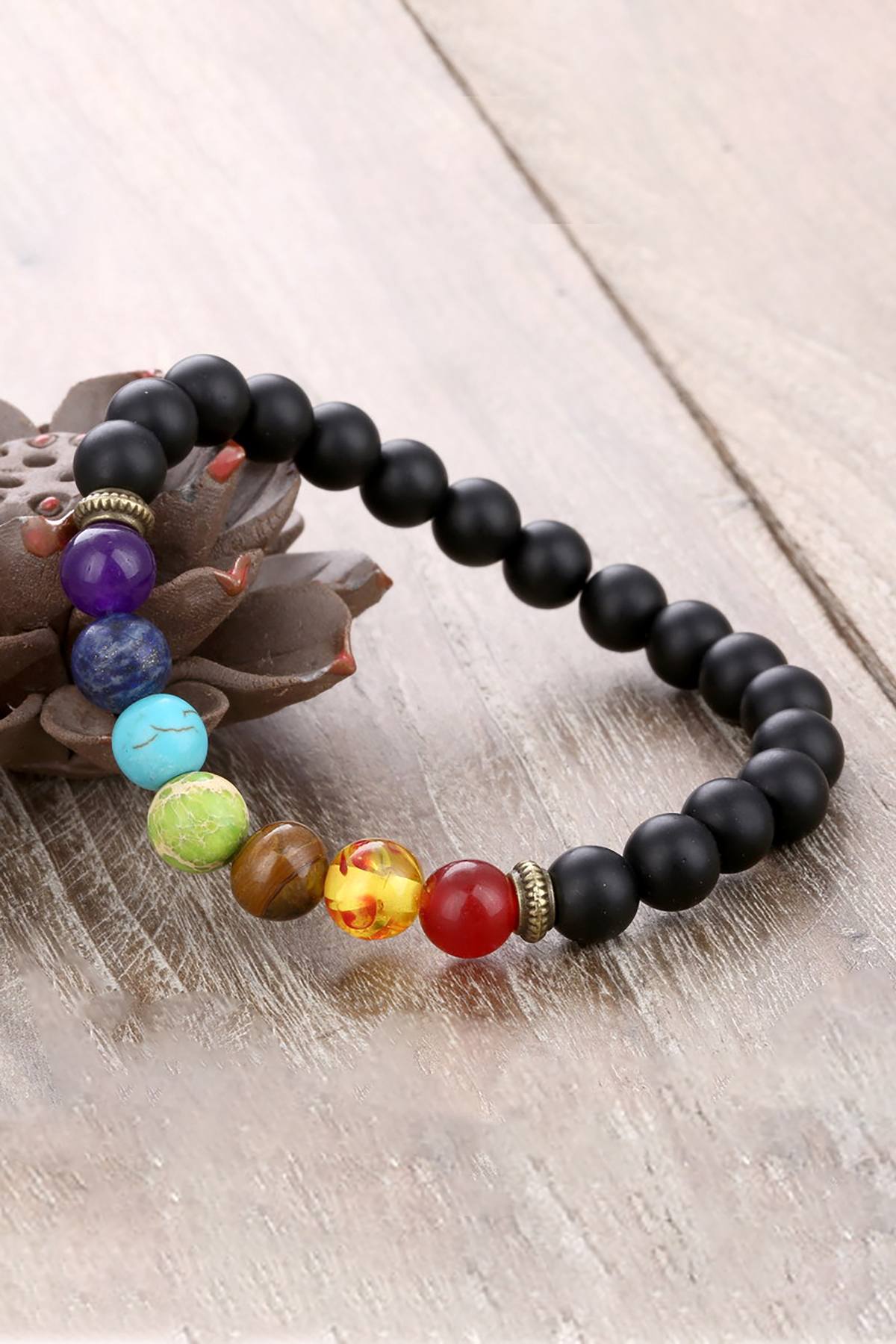 Matte Black Onyx 7-Chakra Reiki Healing Bracelet