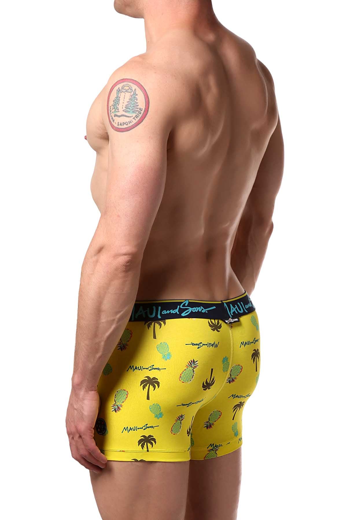 Maui and Sons Scuba-Blue/Pineapple Cotton-Stretch Trunk 2-Pack