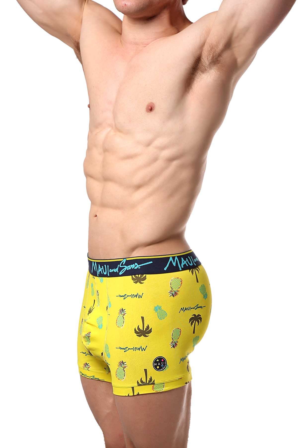 Maui and Sons Scuba-Blue/Pineapple Cotton-Stretch Trunk 2-Pack