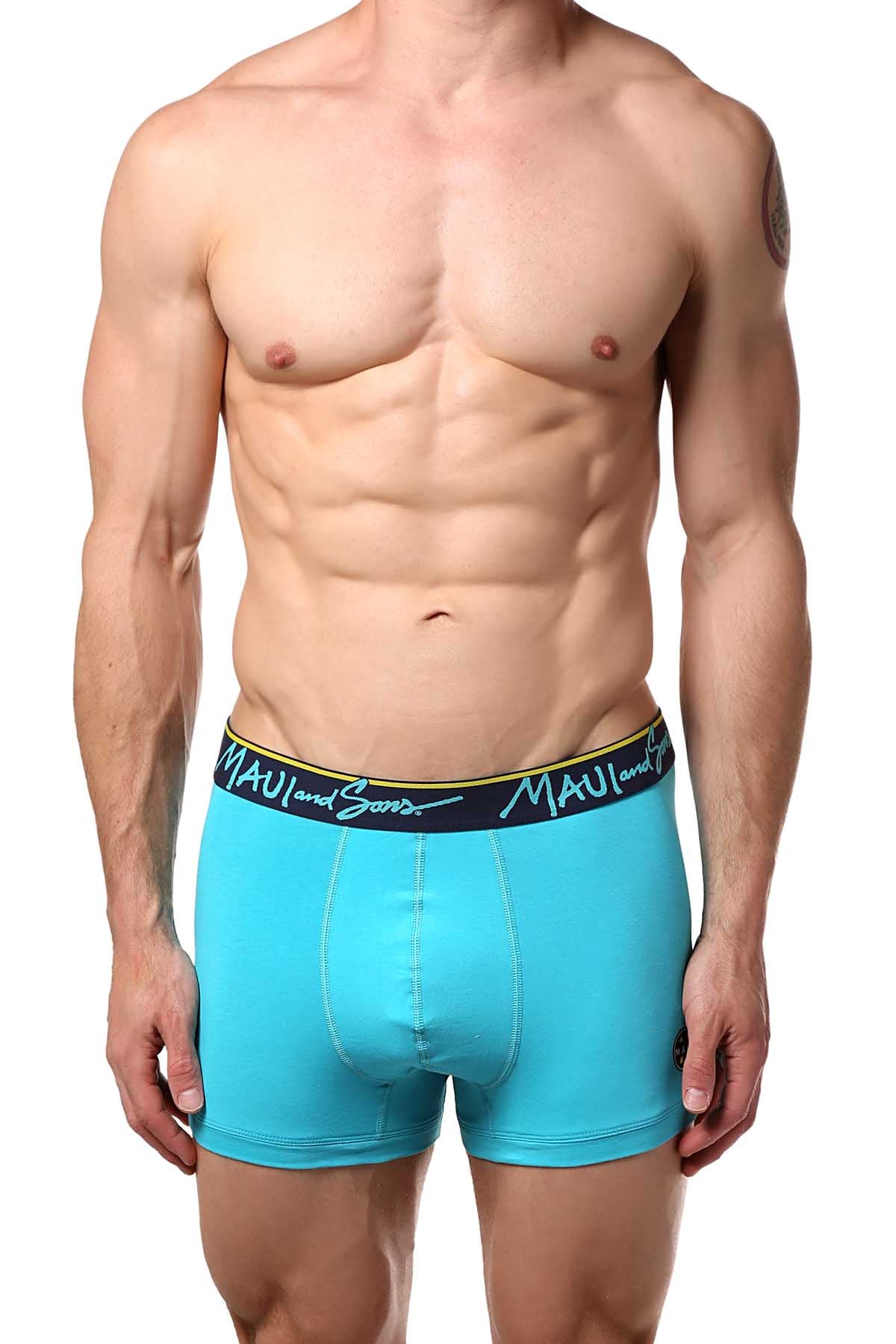 Maui and Sons Scuba-Blue/Pineapple Cotton-Stretch Trunk 2-Pack