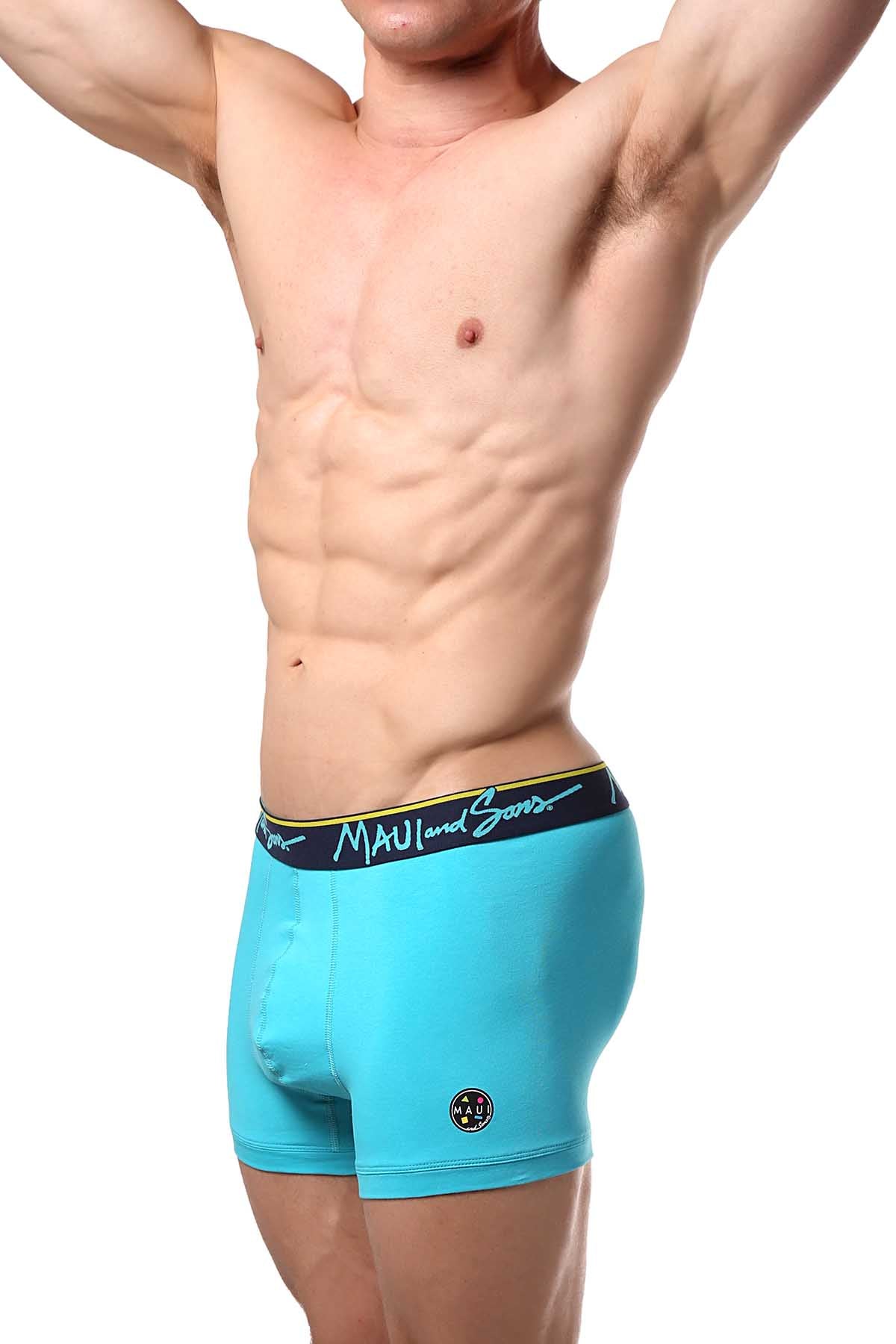 Maui and Sons Scuba-Blue/Pineapple Cotton-Stretch Trunk 2-Pack