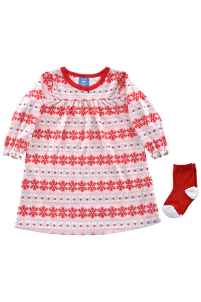 Max & Olivia Baby Fair Isle-Print Nightgown & Socks 2pc Set