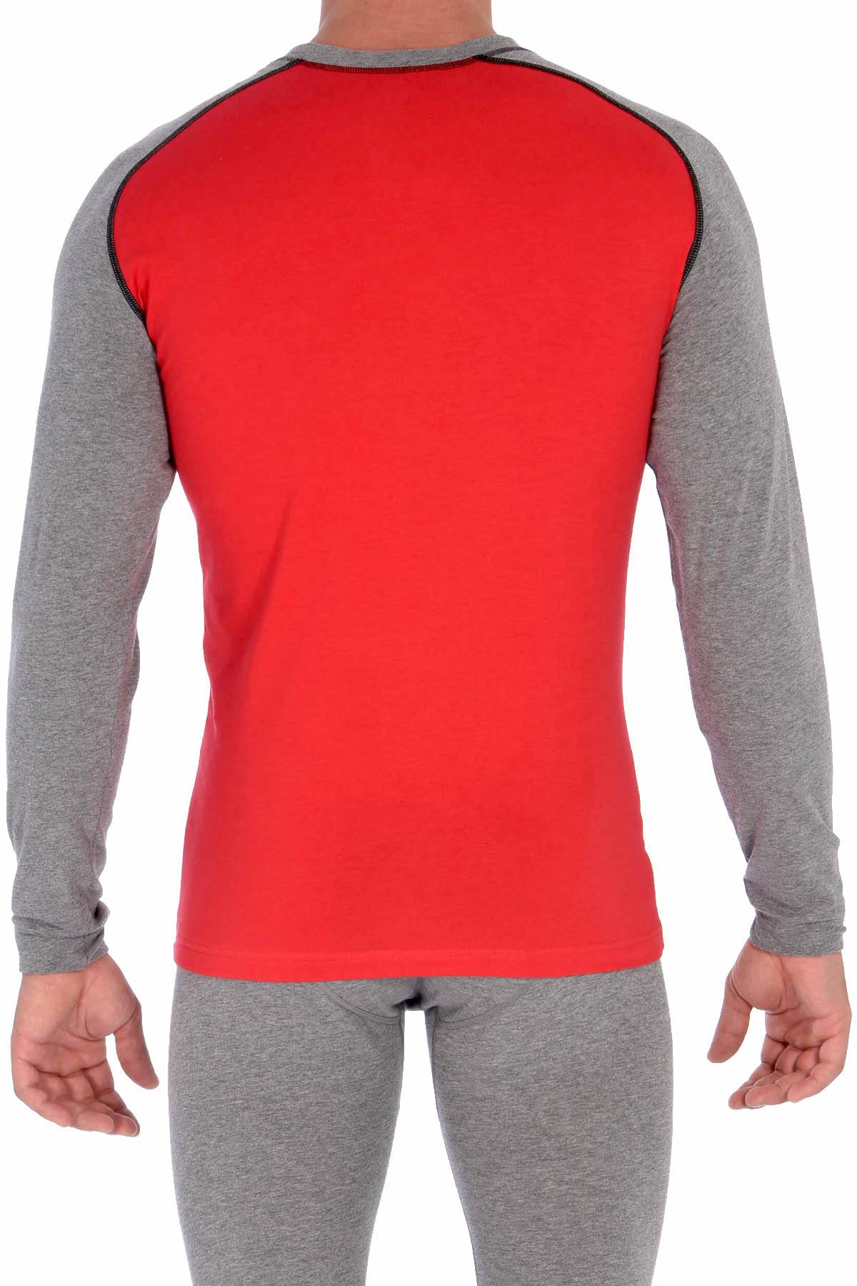 Memphis Blues Red/Grey Cotton-Stretch L/S Crew-Neck Top