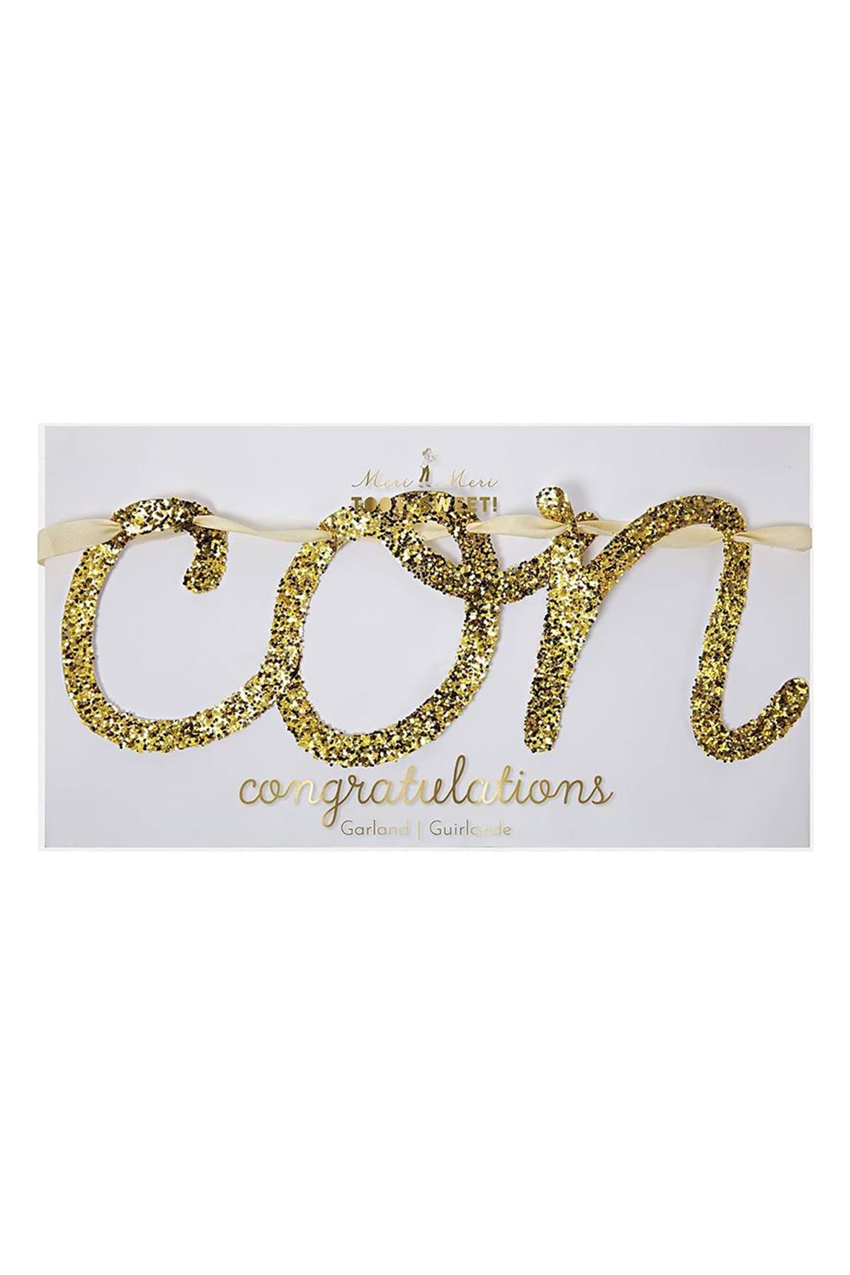 Meri Meri Gold Glitter Congratulations Garland