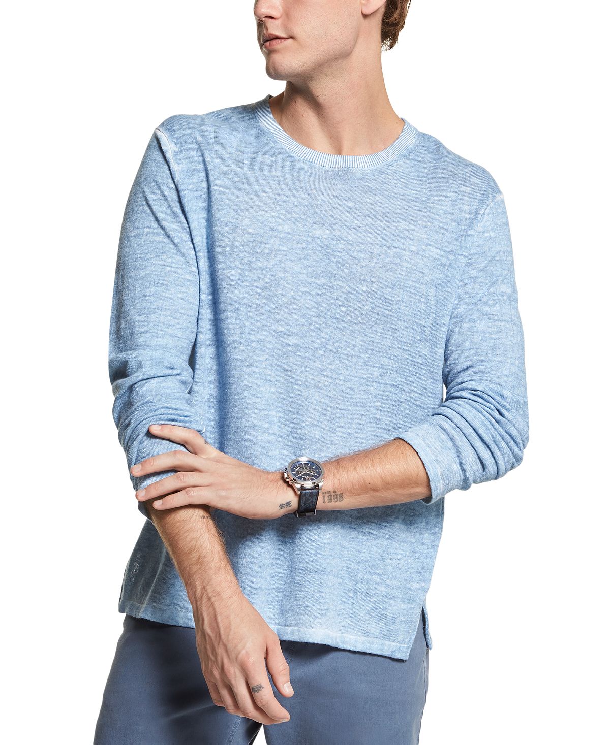 Michael Kors Cold Dye Linen Sweater Chambray
