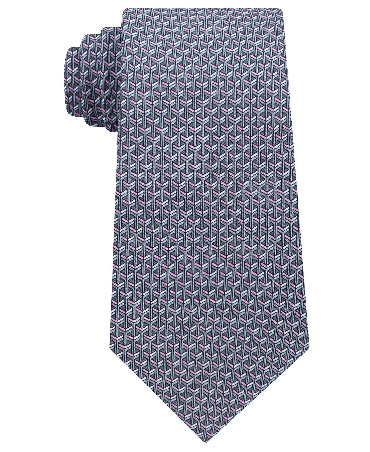 Michael Kors Interlinked Geometric Silk Tie Gray
