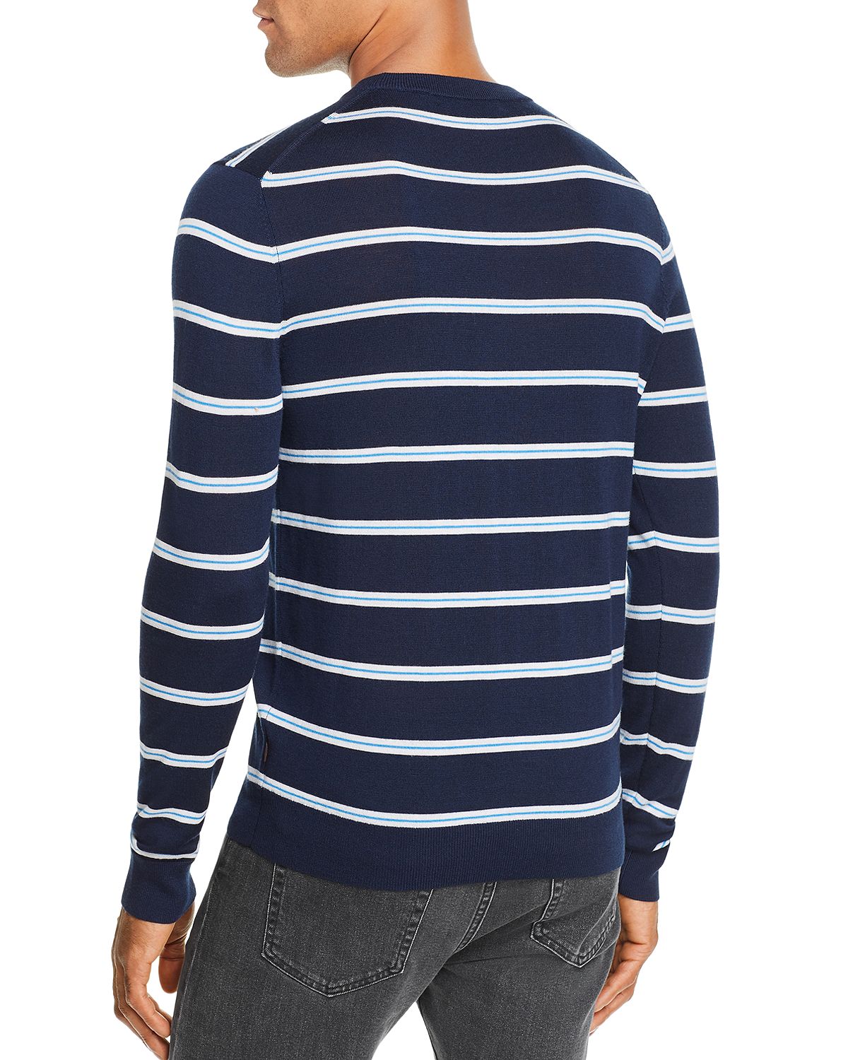 Michael Kors Striped Crewneck Sweater Midnight