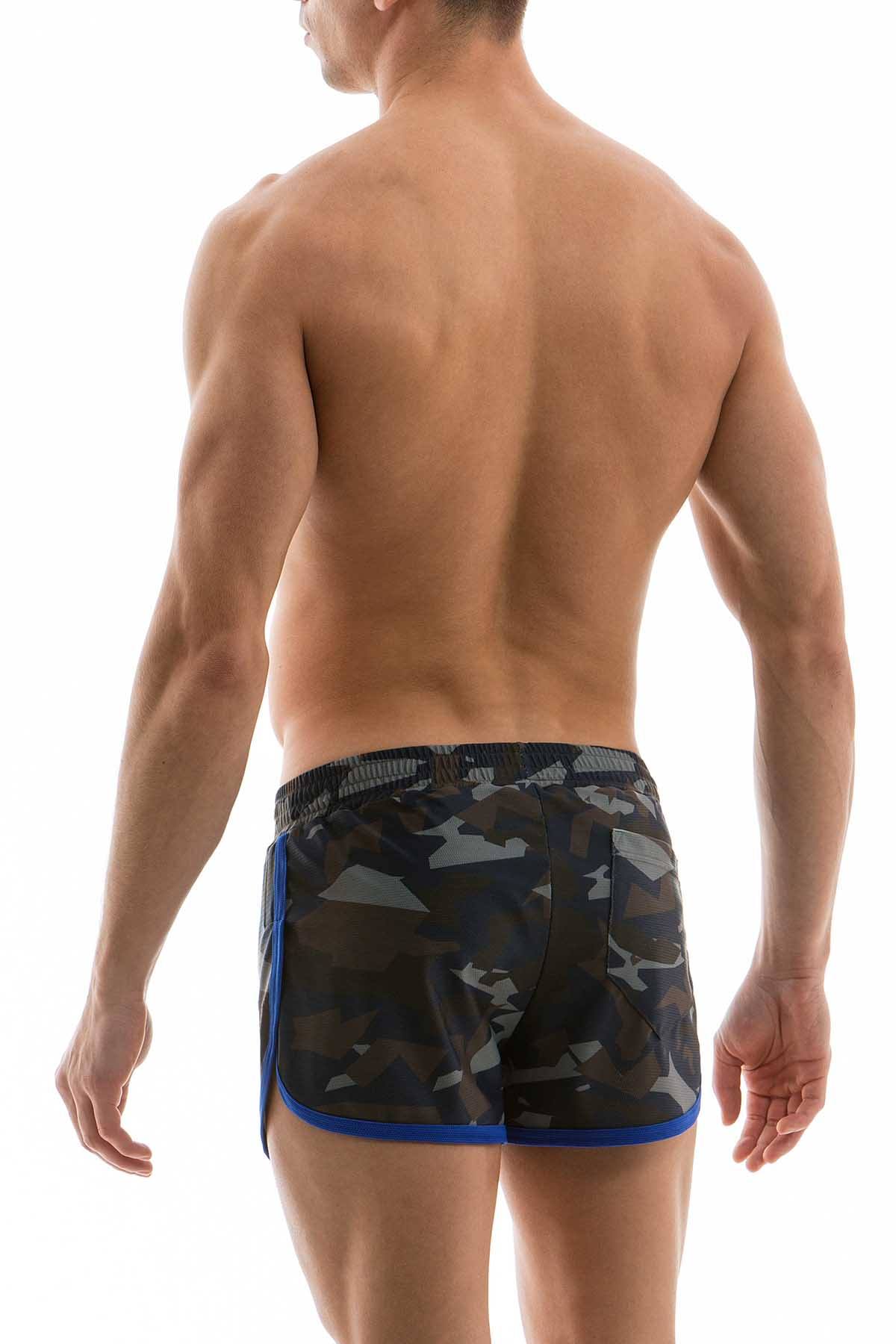 Modus Vivendi Blue-Camo Side-Split Swim Short