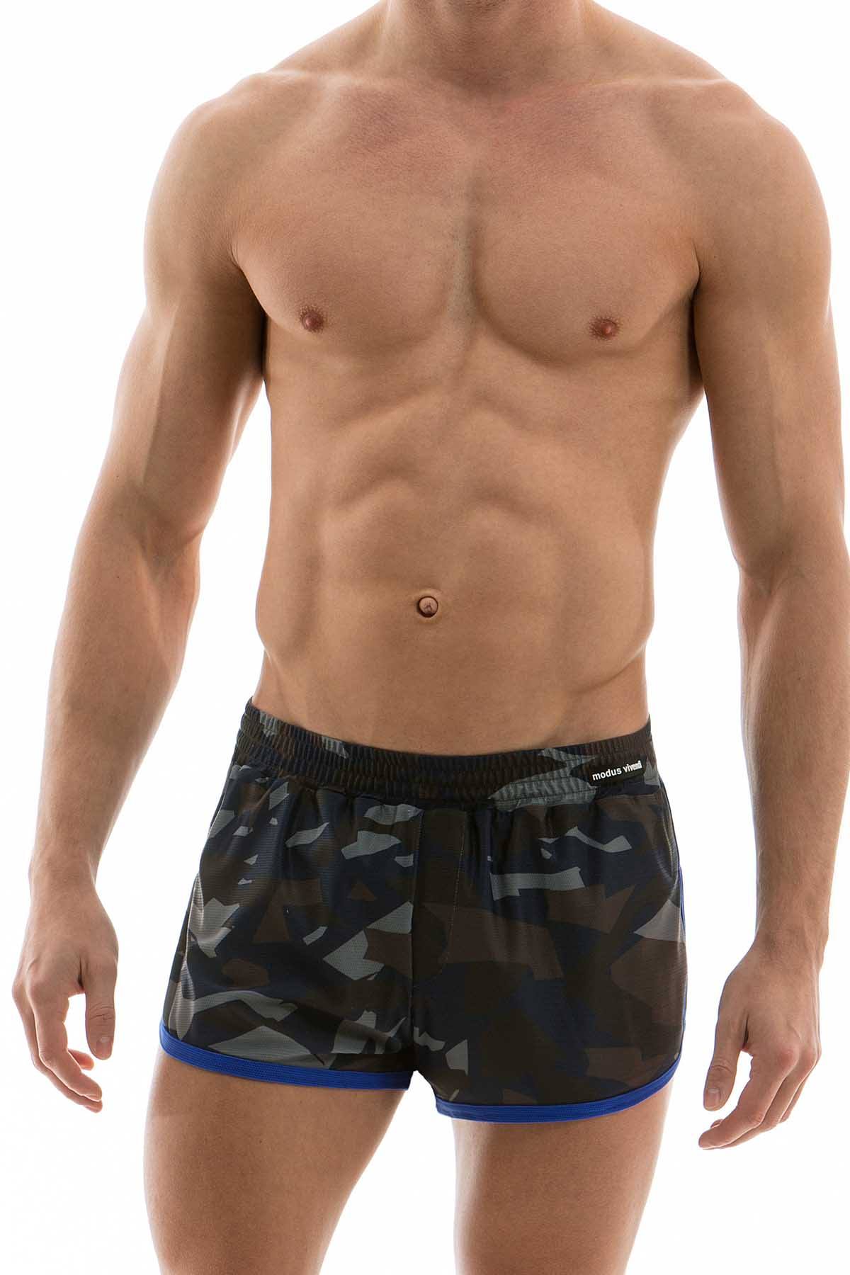 Modus Vivendi Blue-Camo Side-Split Swim Short