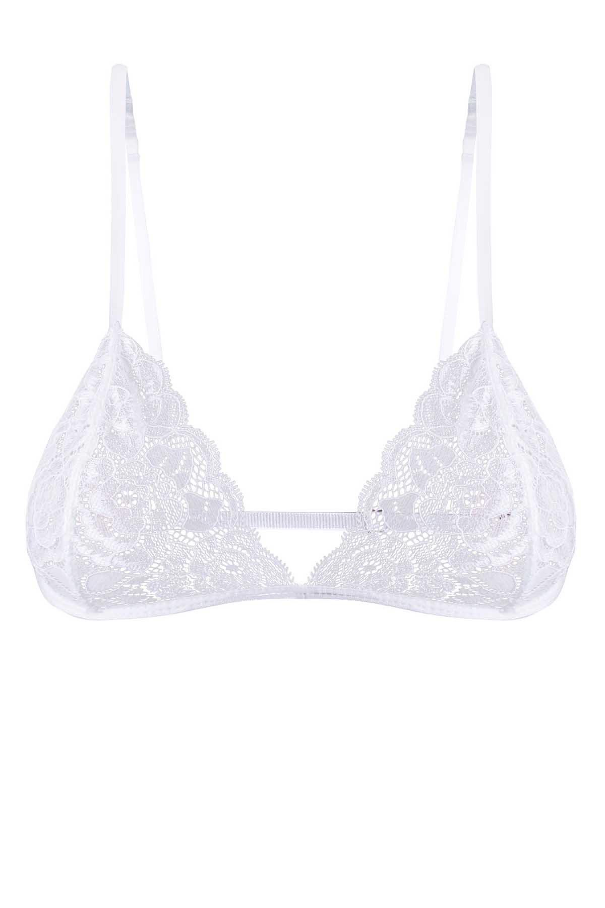 Mosmann White Isabella Lace Triangle Bralette