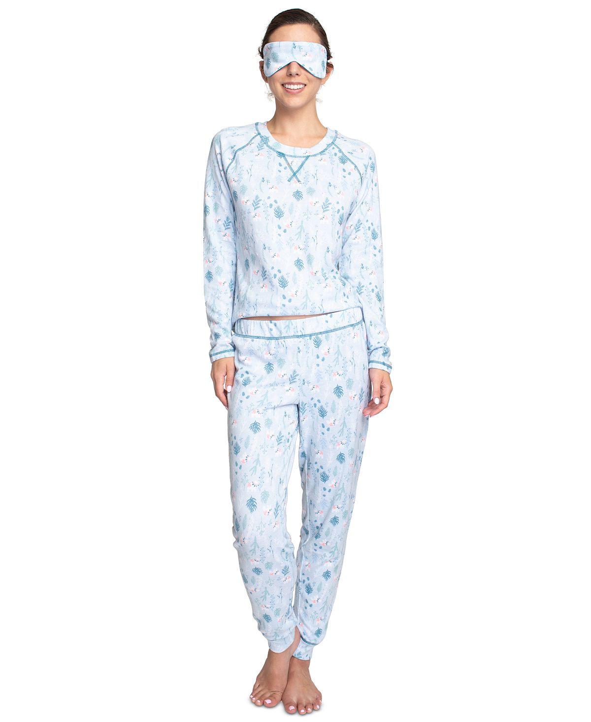 Muk Luks Printed Hacci Pajamas & Sleep Mask Set Bear