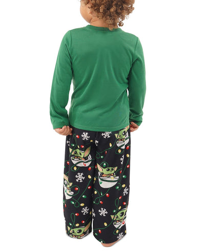 Munki Munki Matching Toddler Holiday Baby Yoda Family Pajama Set Green