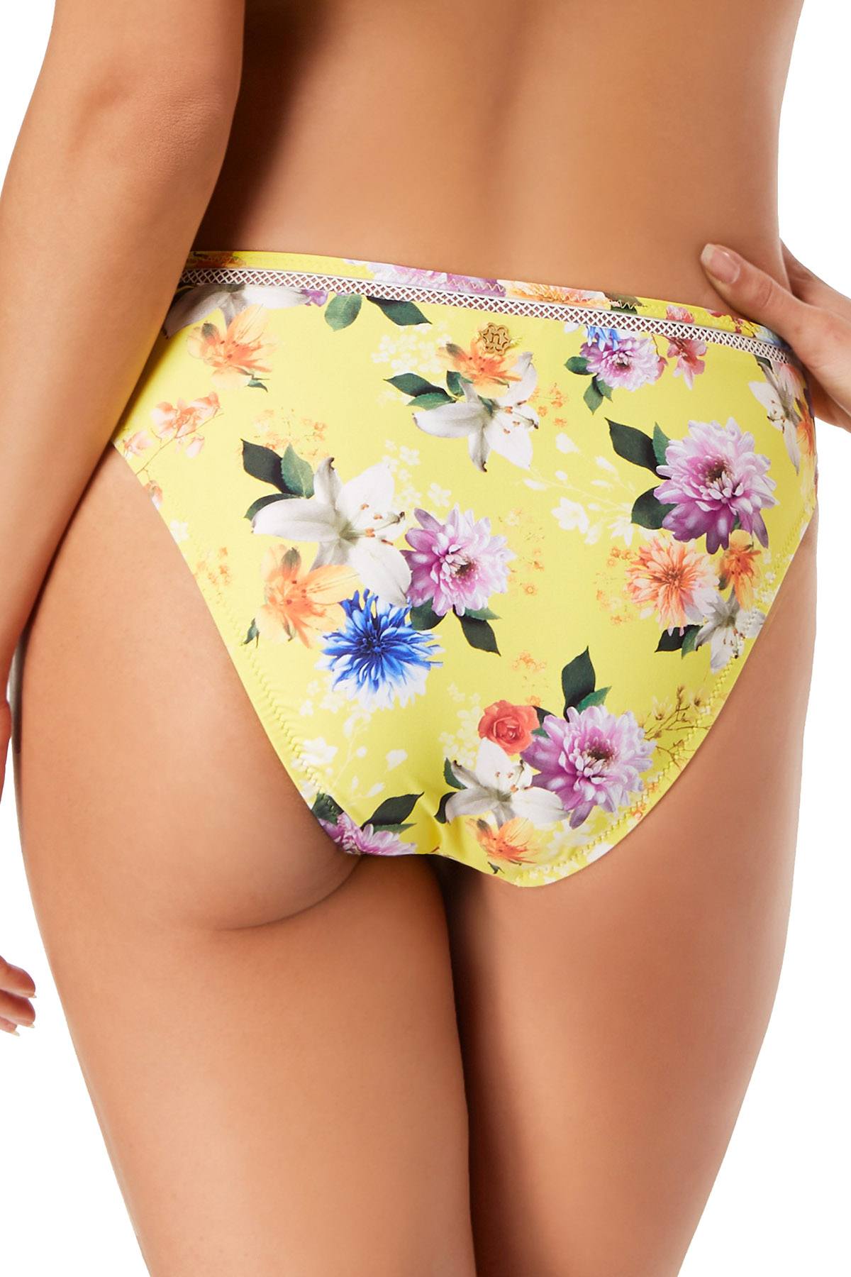 Nanette by Nanette Lepore Monaco Bouquet Hipster Bikini Bottom in Lemon