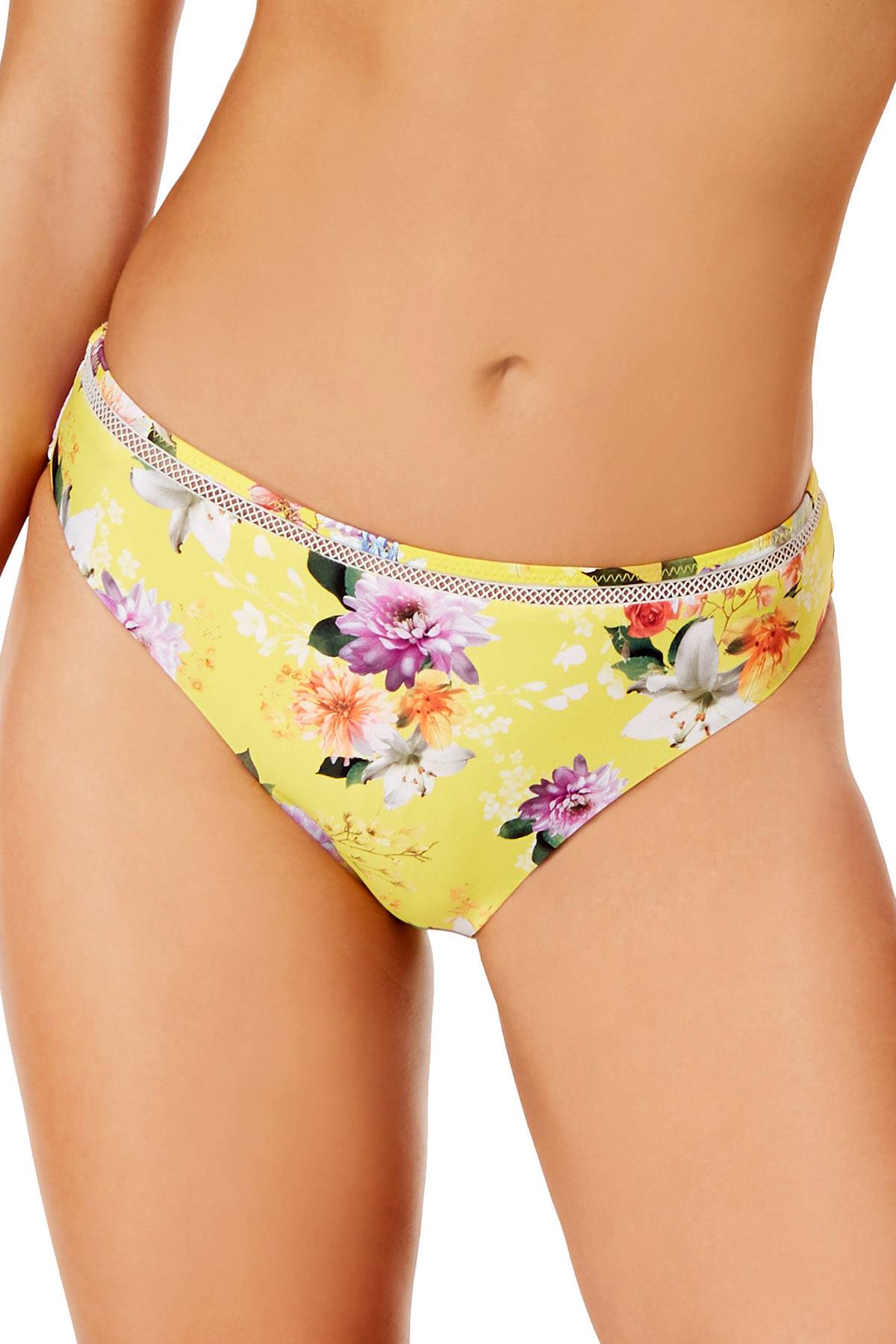 Nanette by Nanette Lepore Monaco Bouquet Hipster Bikini Bottom in Lemon