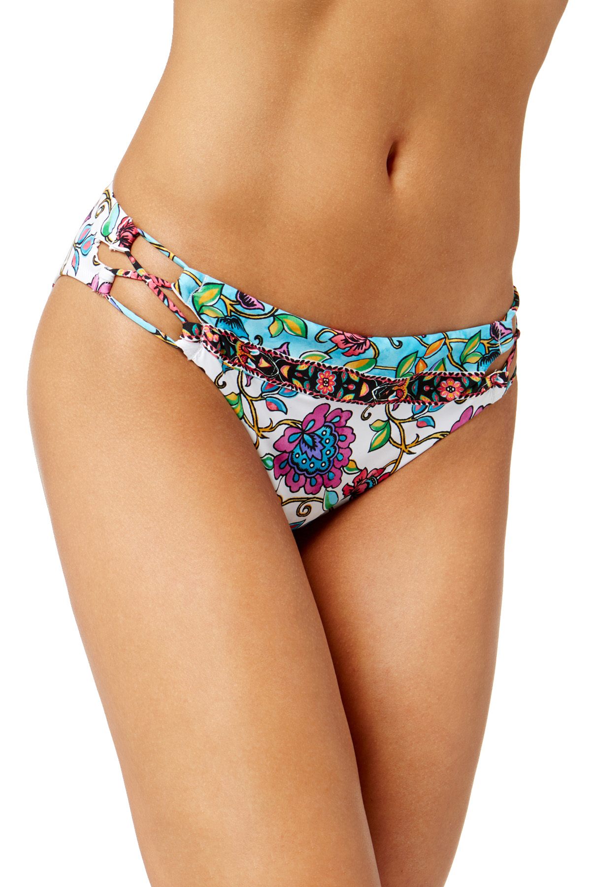 Nanette by Nanette Lepore White Rosarito Floral Print Siren Bikini Bottom