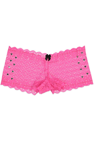 Native Intimates Hot Pink Lace Heart Boyshort