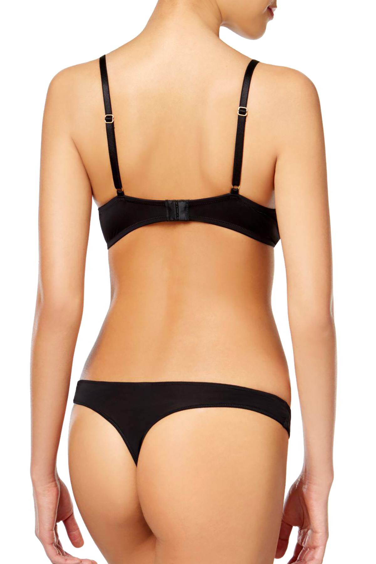 Natori Black Shine Imperial Contour Embroidered Underwire Demi Bra