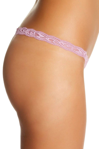 Natori Lily-Pink Feathers Embroidered Thong