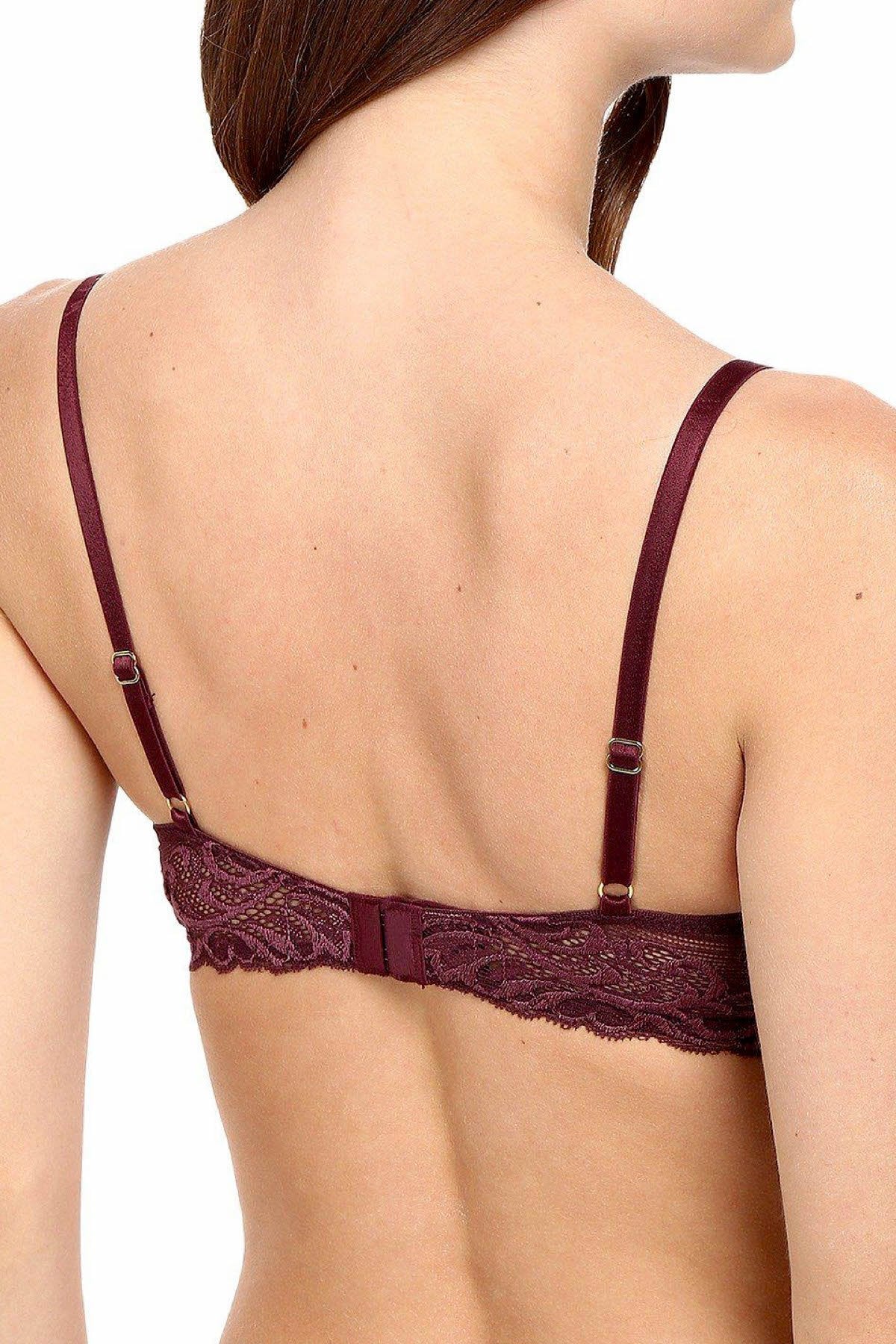 Natori Merlot-Shine Feathers Lace Contour Demi Bra