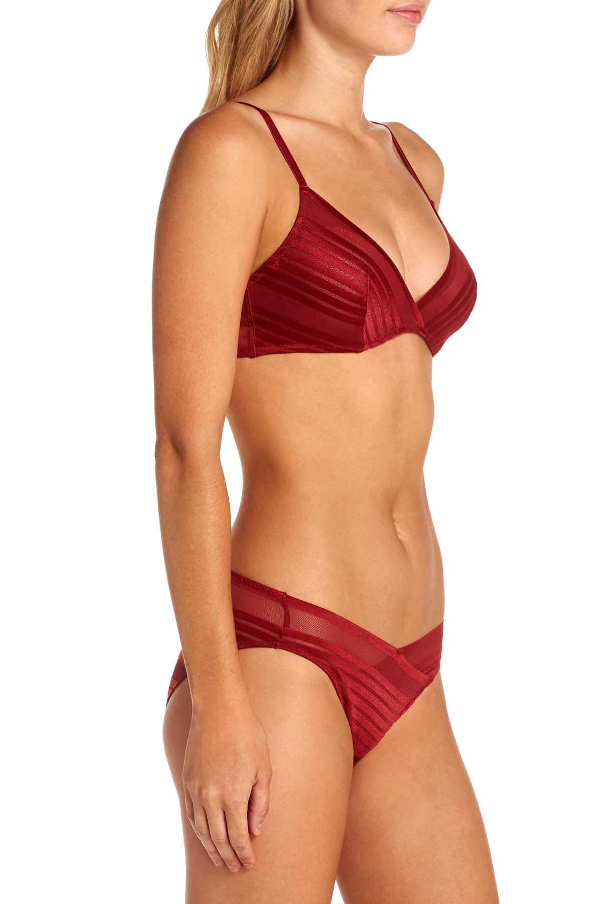 Natori Precision Contour Stretch Mesh Unlined Triangle Bra in Candy Apple Red