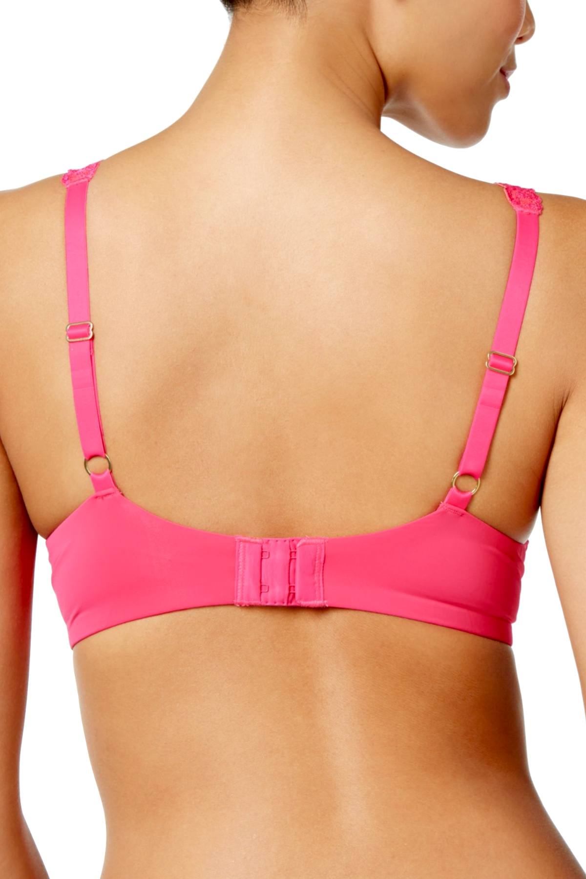 Natori Raspberry/Pink Pure Luxe Embroidered-Strap Custom Coverage Contour Bra