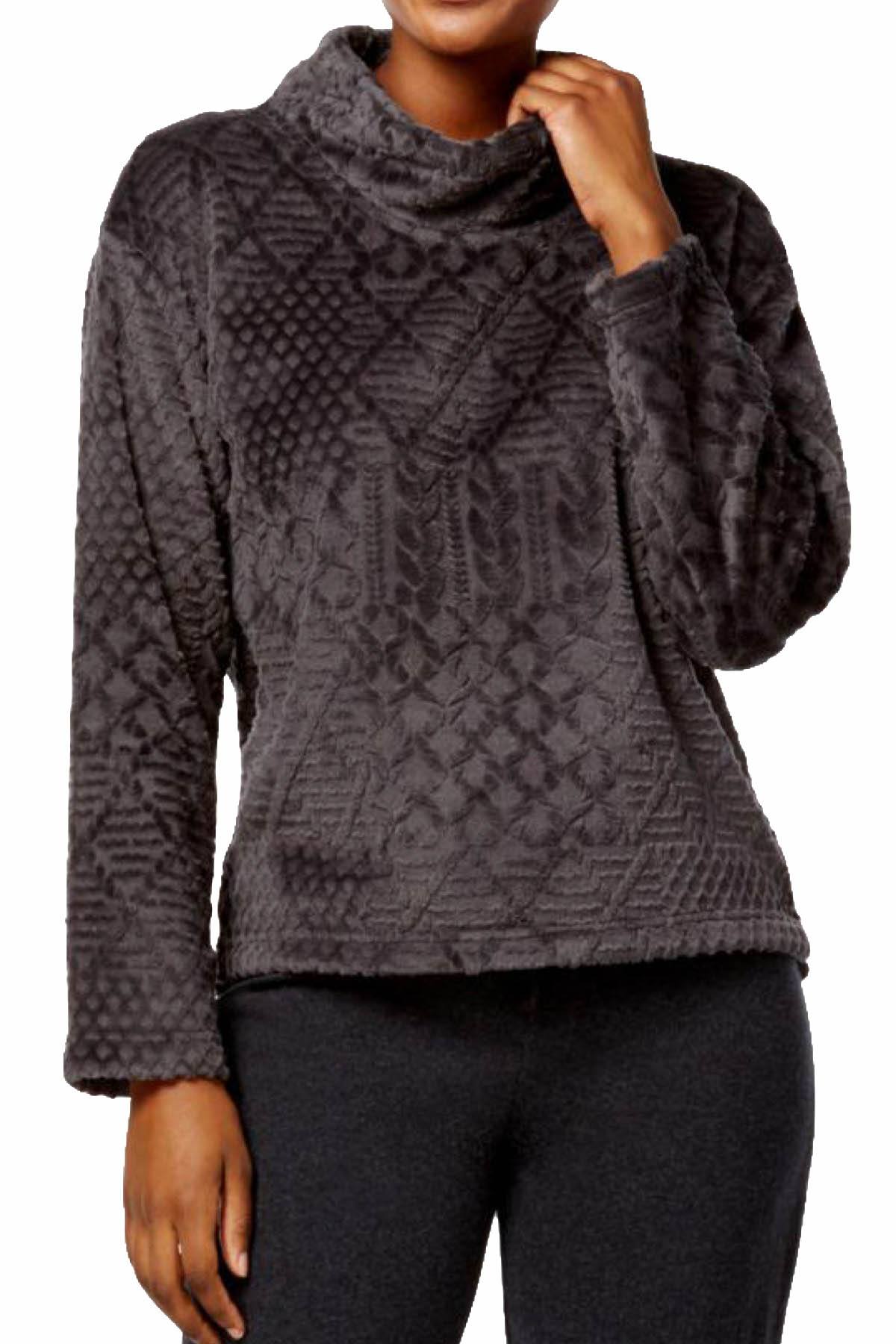 Nautica Charcoal-Grey Plush Textured Lounge Top