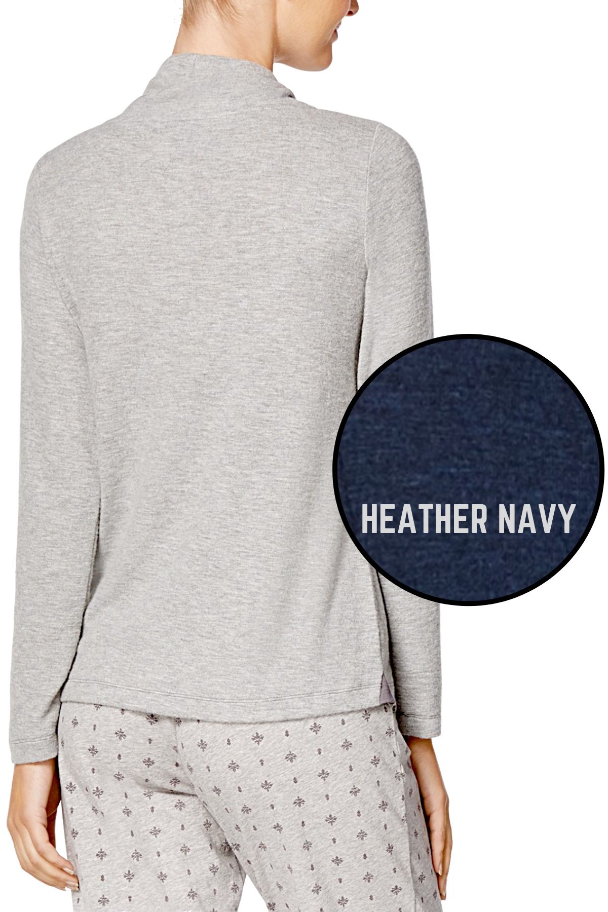 Nautica Heather-Navy Cowl-Neck Knit Lounge Top