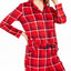 Nautica Wo Velour Notch-collar Plaid Pajama Set Online Only Red Plaid