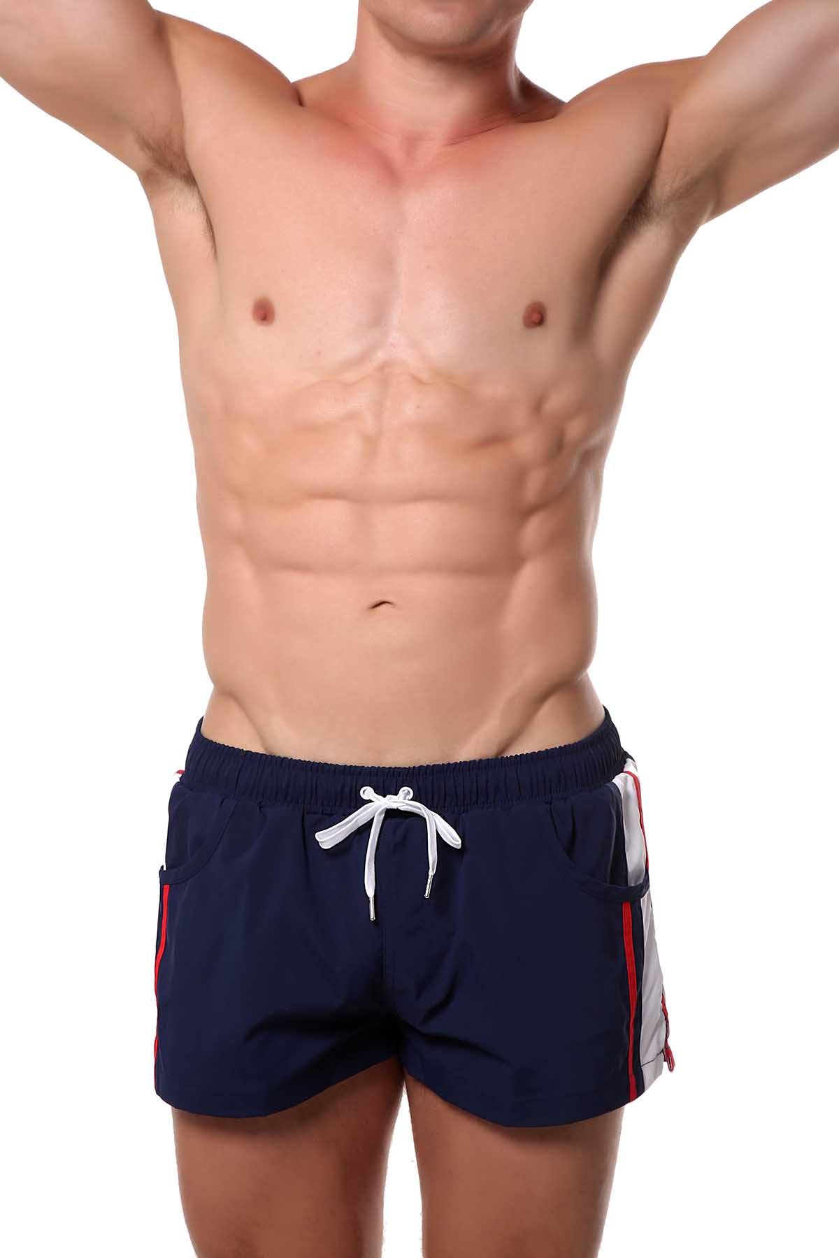 Navy Striped Runner Short