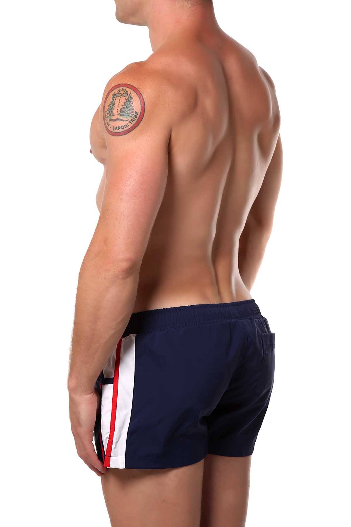 Navy Striped Runner Short