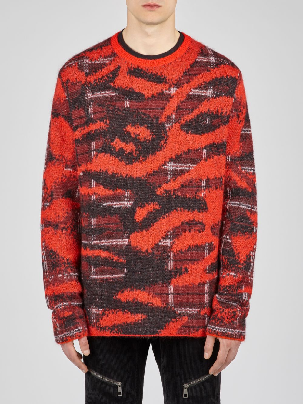 Neil Barrett Red and black Abstract Sweater