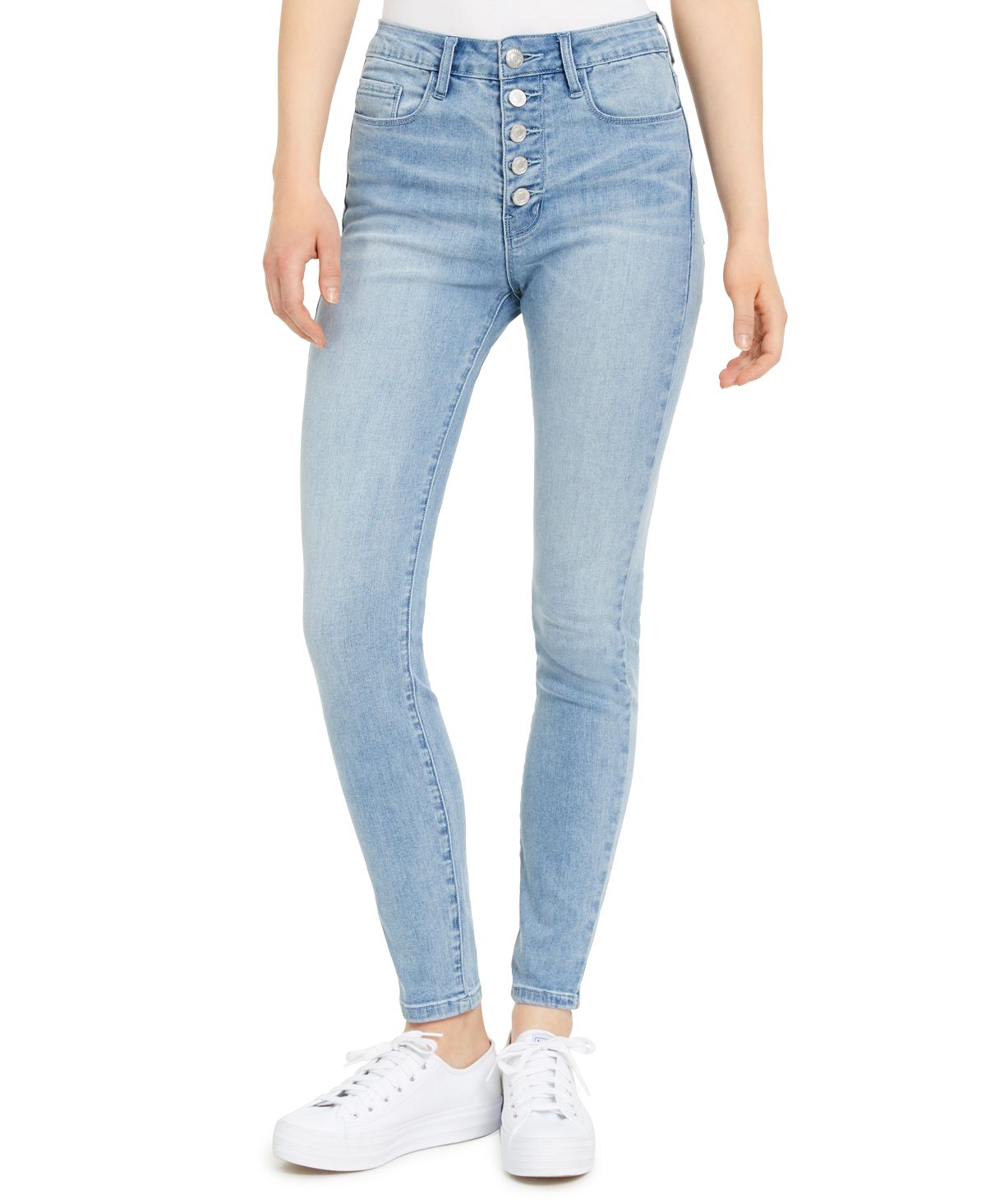 Numero Button-fly High-rise Ankle Skinny Jeans Bleach Blue