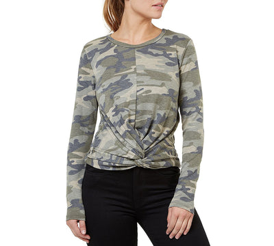 Numero Camo-print Twist-front Top Camoflage