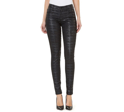 Numero Mid-rise Coated Check-print Skinny Jeans Black