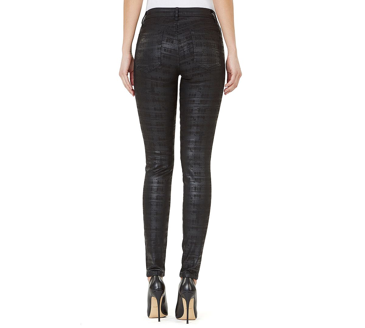 Numero Mid-rise Coated Check-print Skinny Jeans Black