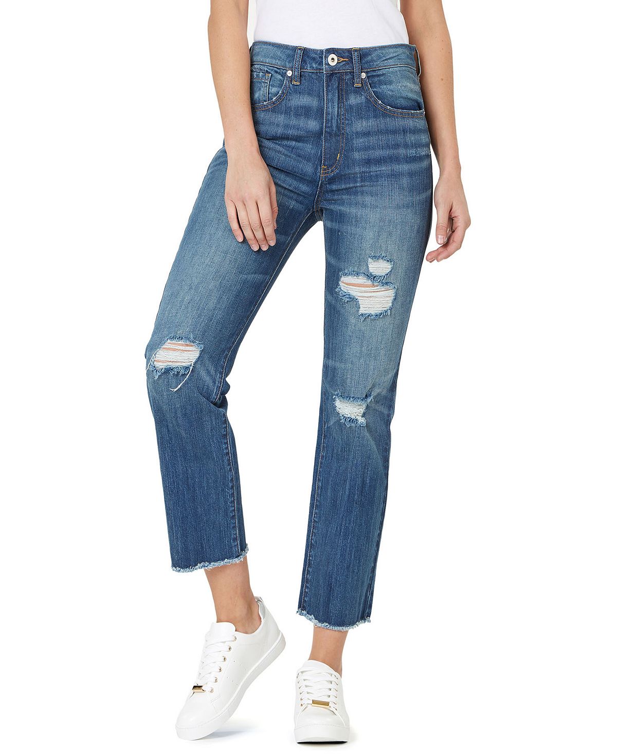 Numero Ripped High Rise Frayed-hem Denim Jeans Torn Blue