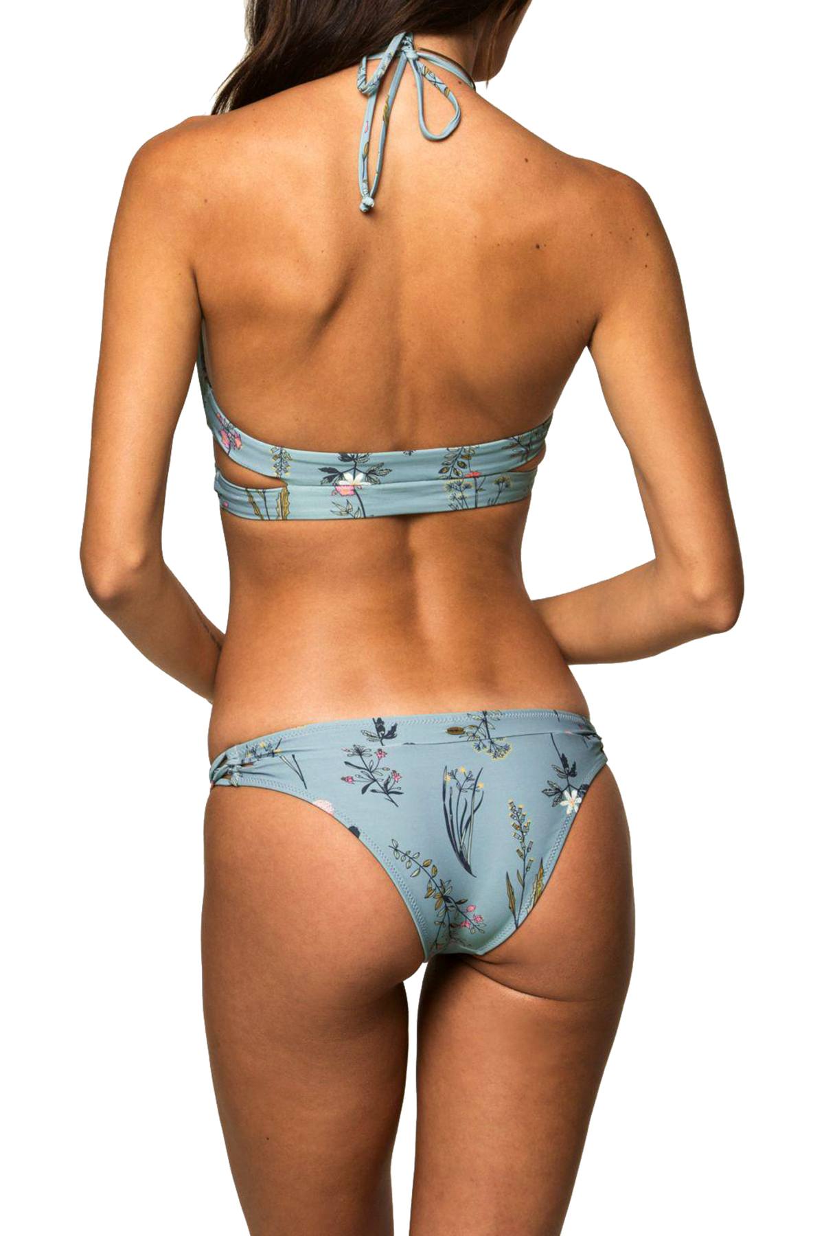 O'Neill Aqua Floral Piper Cutout Cheeky Hipster Bikini Bottom