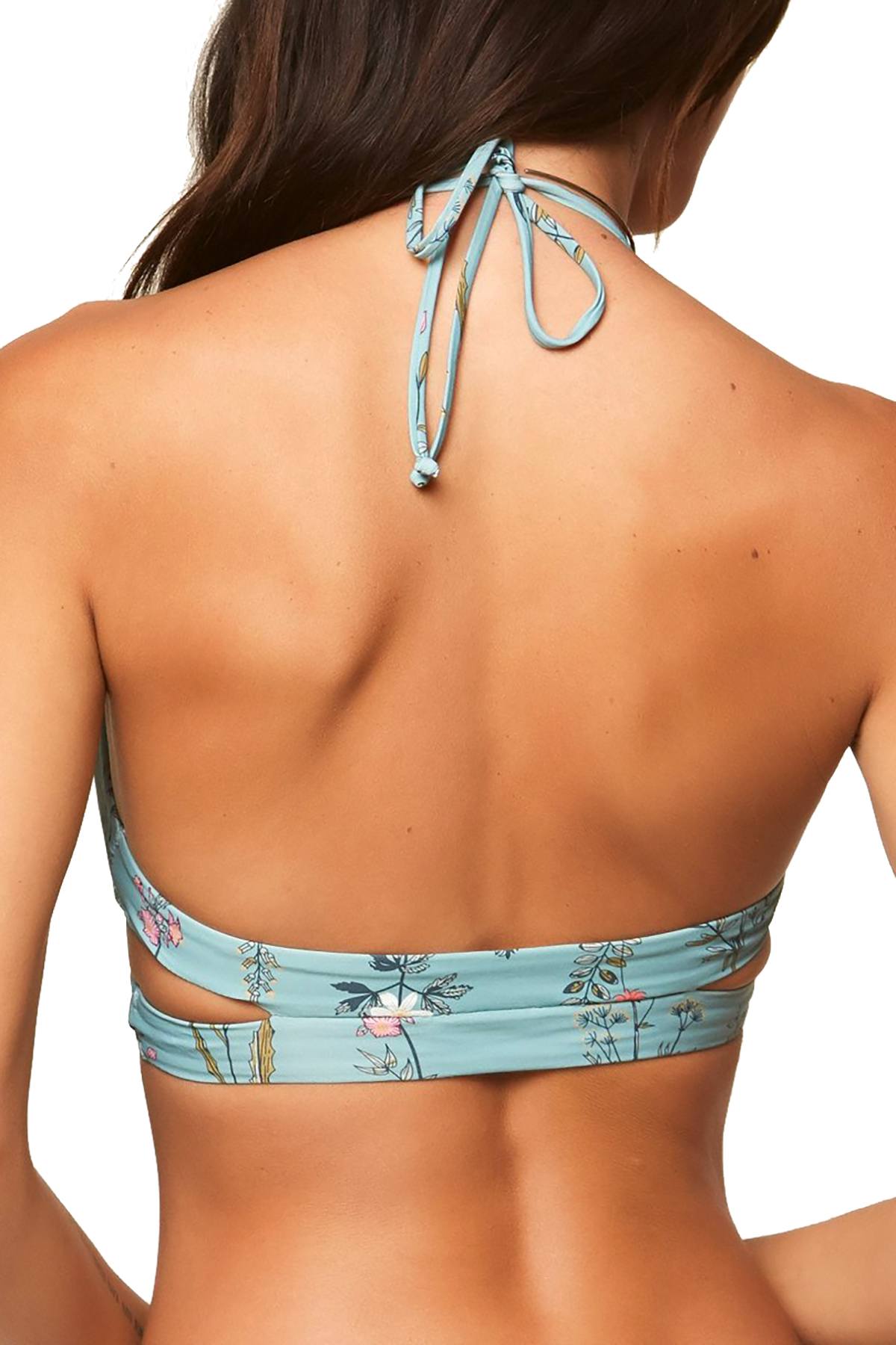 O'Neill Aqua Floral Piper Wrap Bikini Top