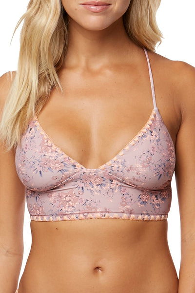 O'Neill Barefoot Floral Print Calvin Crossback Bralette Bikini Top