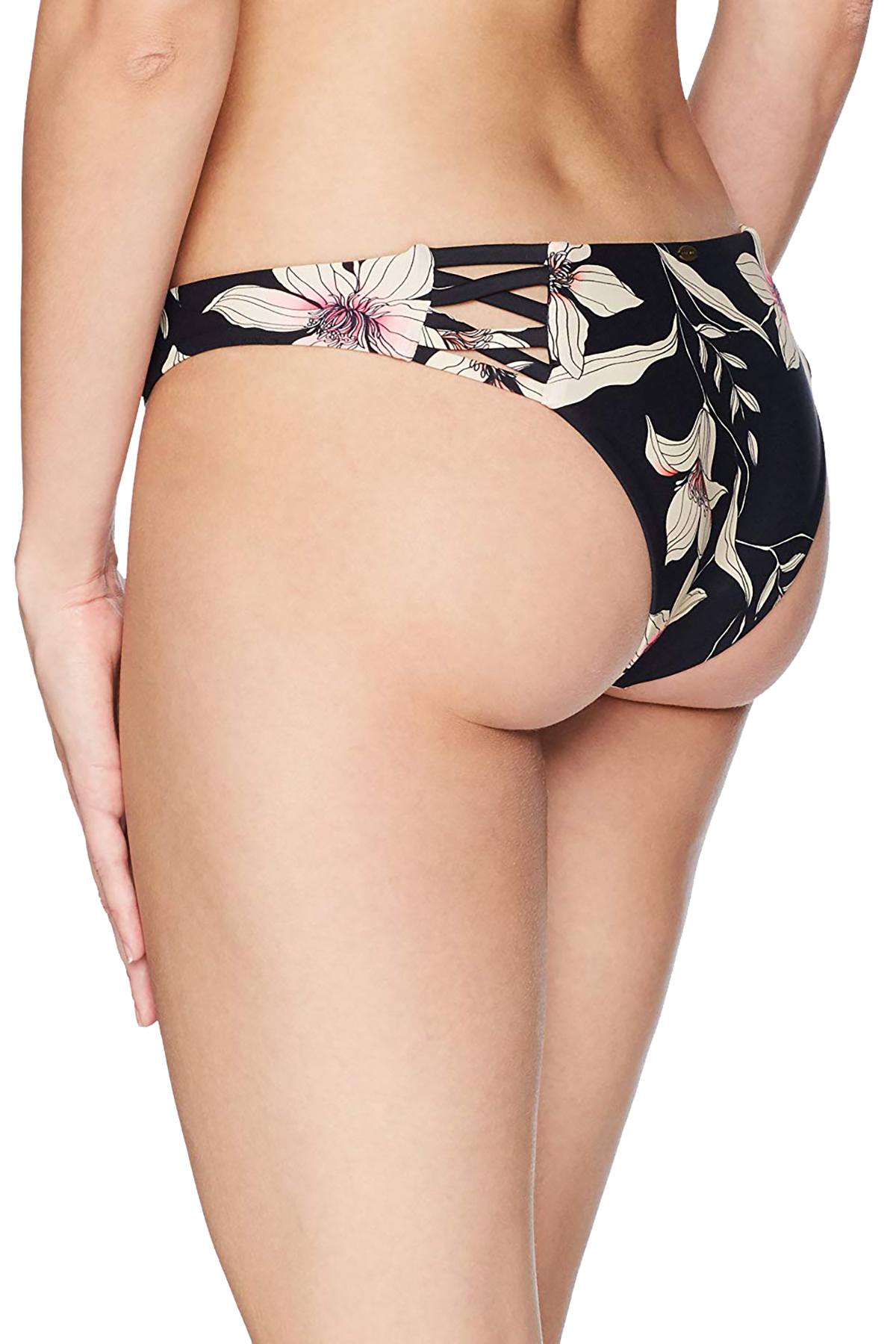 O'Neill Black Albany Floral Strappy Cheeky Bikini Bottom