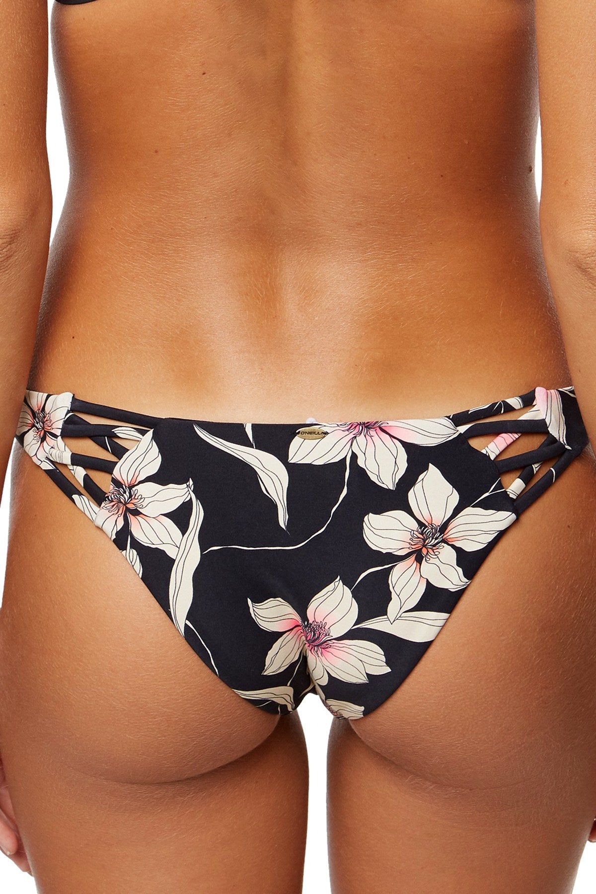 O'Neill Black Albany Floral Strappy Cheeky Bikini Bottom