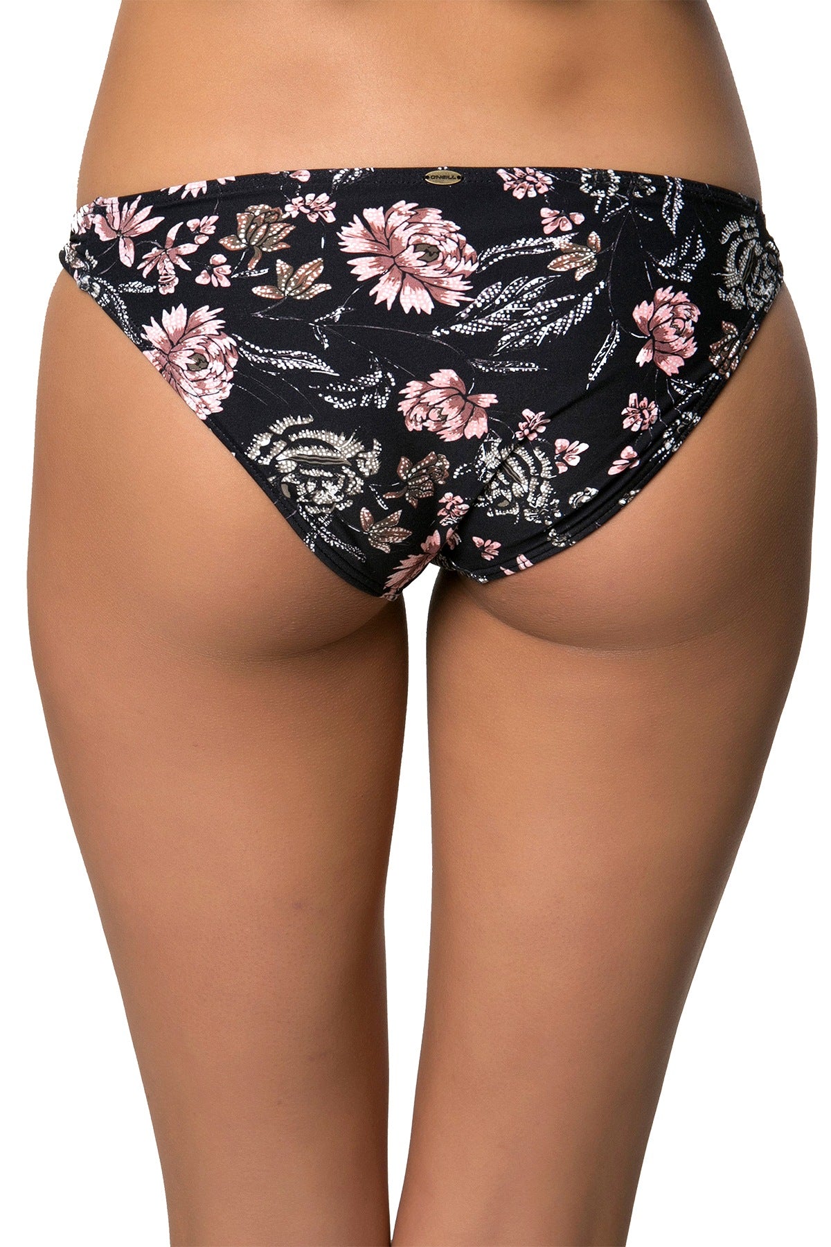 O'Neill Black Floral Colleen Twist Tab Side Bikini Bottom
