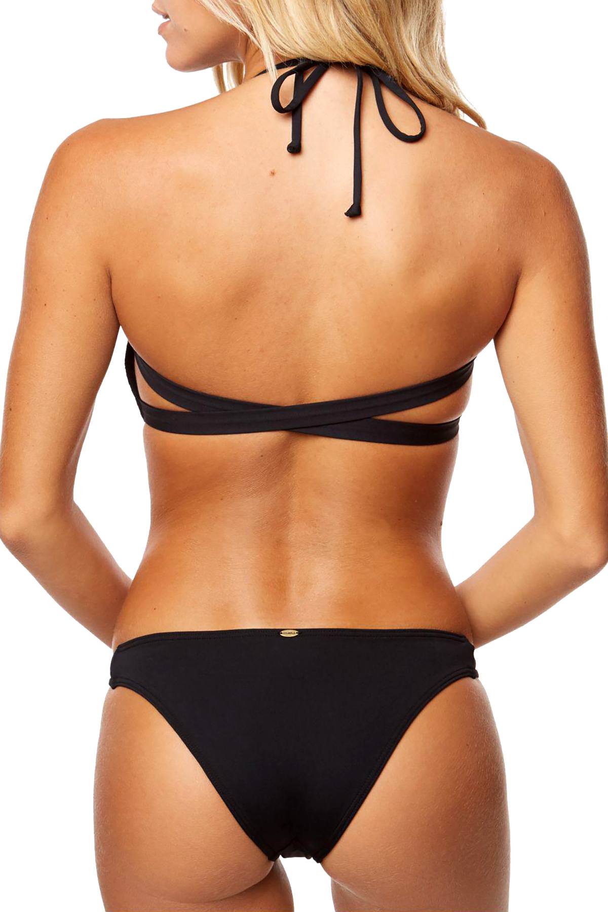 O'Neill Black Salt Water Solids Strappy Hipster Bikini Bottom