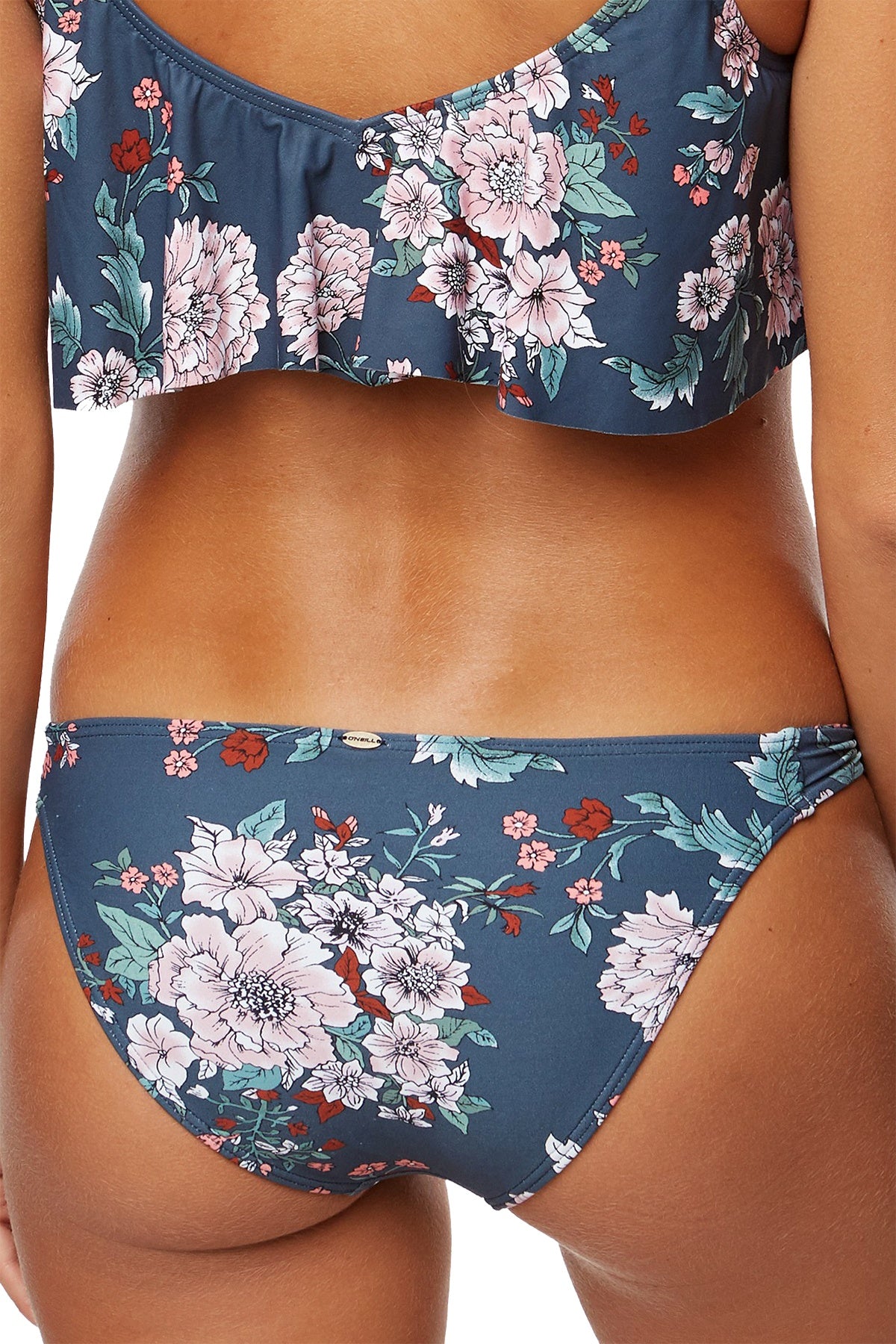 O'Neill Deep Teal Floral Print James Twist Side Cheeky Bikini Bottom