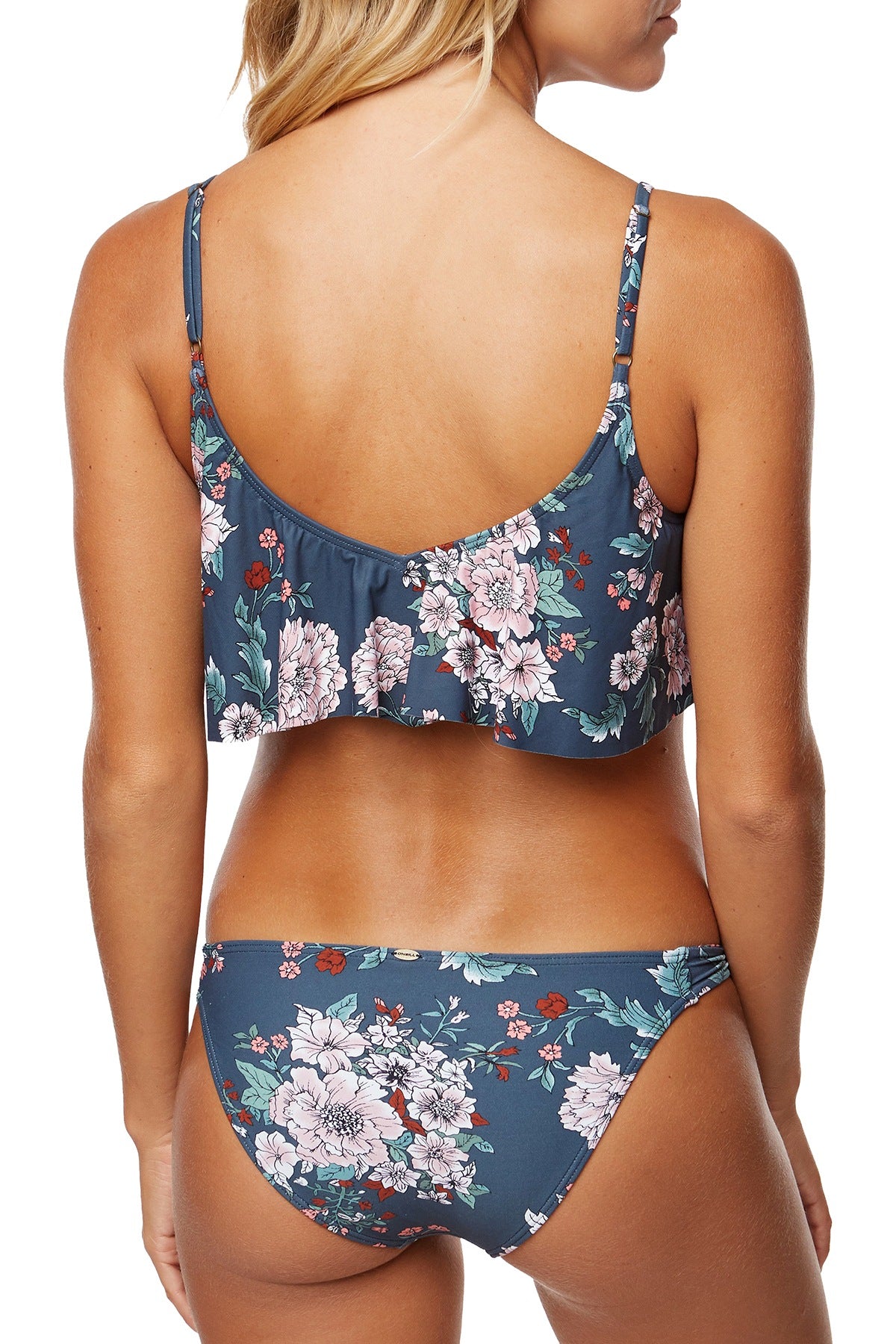 O'Neill Deep Teal Floral Print James Twist Side Cheeky Bikini Bottom