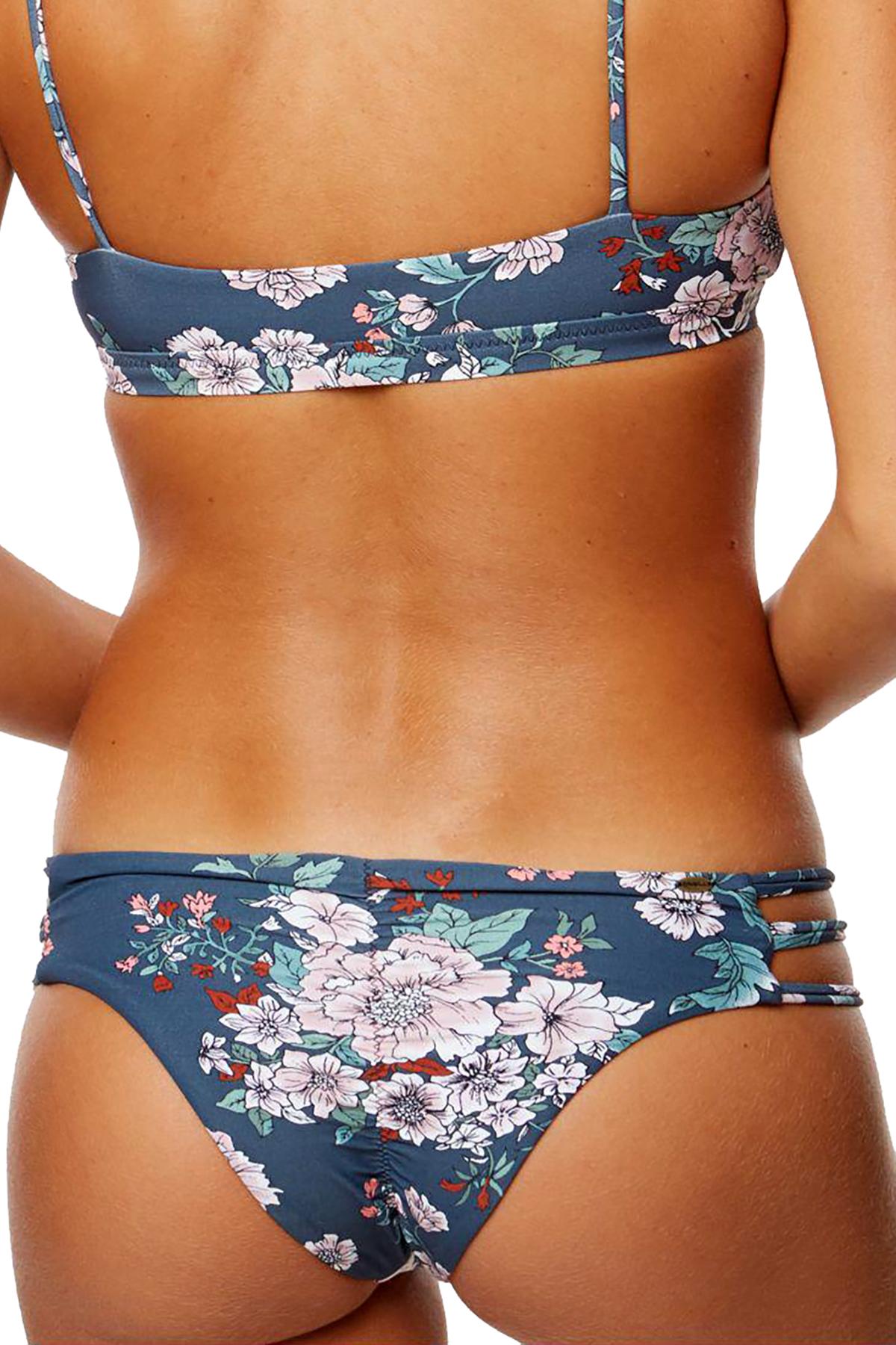 O'Neill James Macramé Side Cheeky Bikini Bottom in Deep Teal Floral