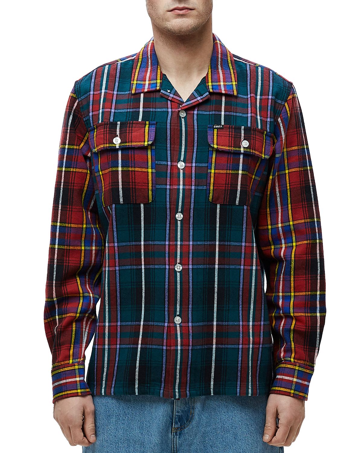 Obey Capital Woven Plaid Regular Fit Button-down Shirt Teal Multi