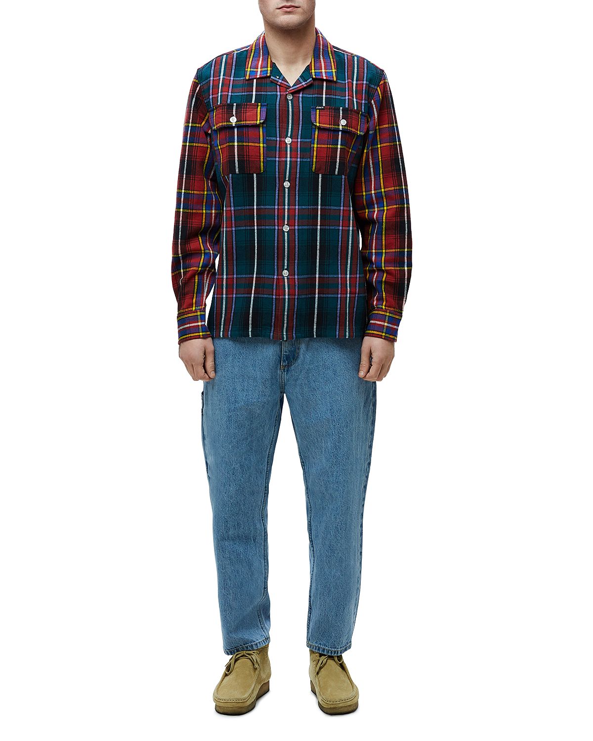 Obey Capital Woven Plaid Regular Fit Button-down Shirt Teal Multi