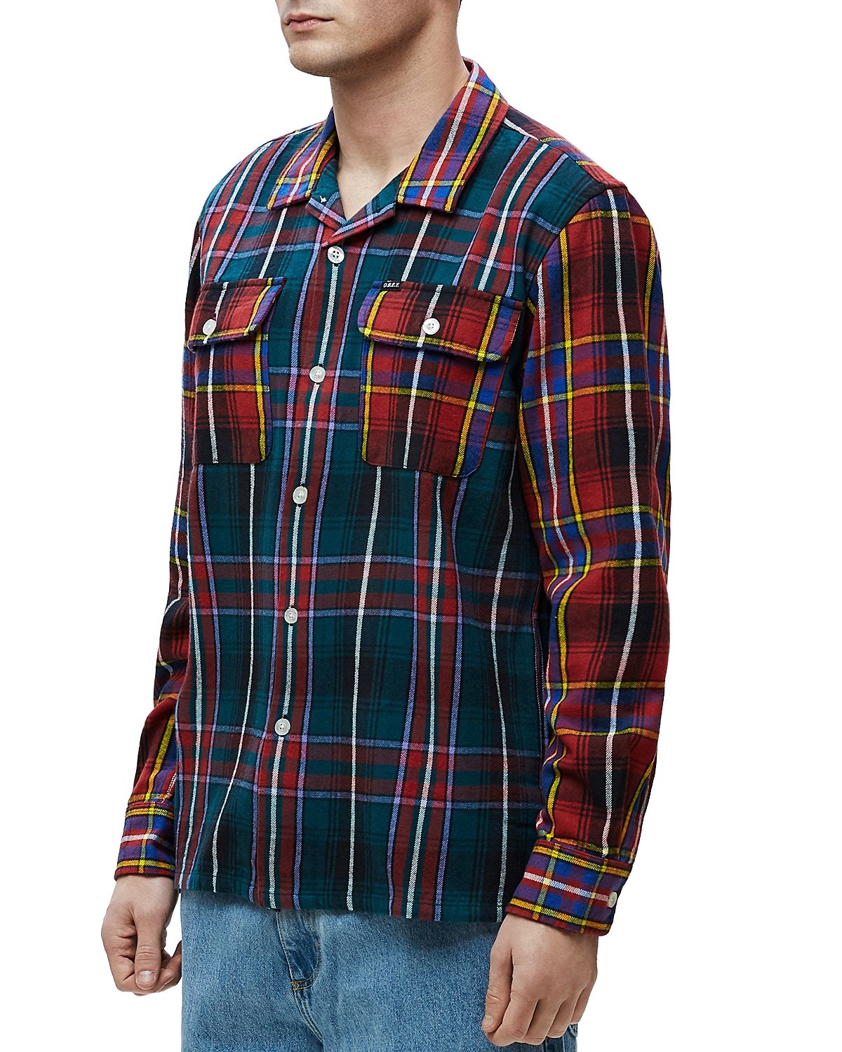 Obey Capital Woven Plaid Regular Fit Button-down Shirt Teal Multi