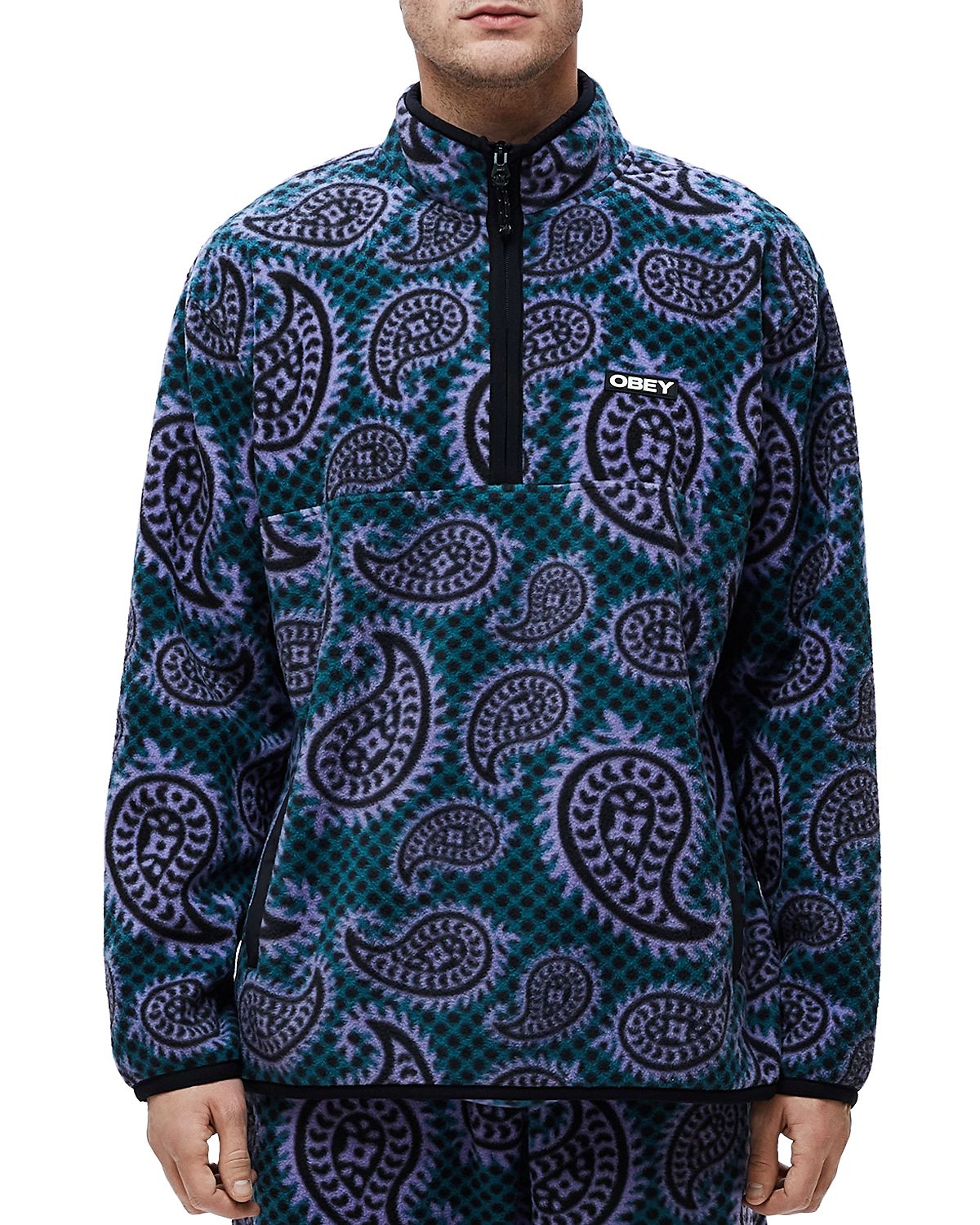 Obey Eisley Paisley Half-zip Fleece Paisley Teal
